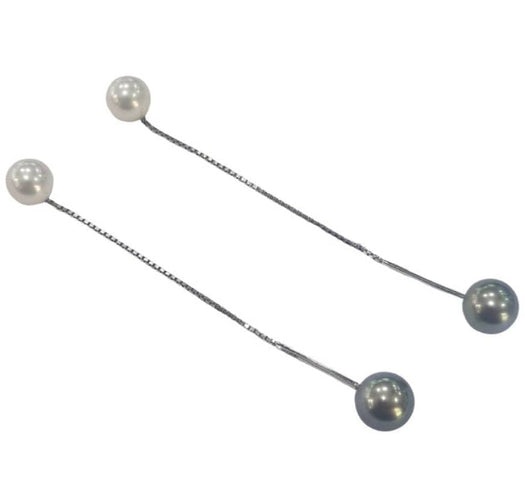 Boucles d'oreilles Damiani - Boucles d’oreilles perles de culture noires et blanches en or blanc 18k 58 Facettes E15