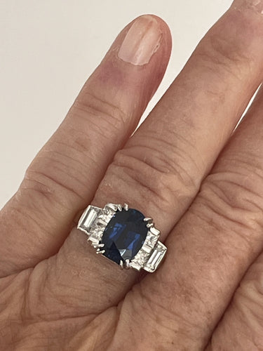 Bague 51 Bague Or Gris Saphir Certifié Diamants 58 Facettes LOT 6396