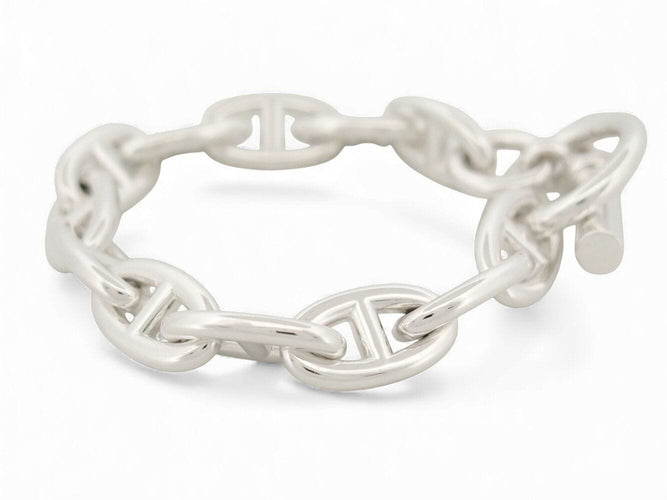 bracelet HERMES chaine d'ancre gm h101672b 12 maillons argent 70gr