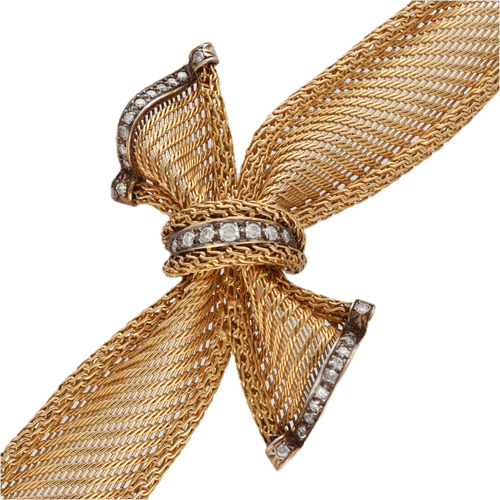 Bracelet Bracelet en or jaune et platine avec Diamants vers 1950. 58 Facettes