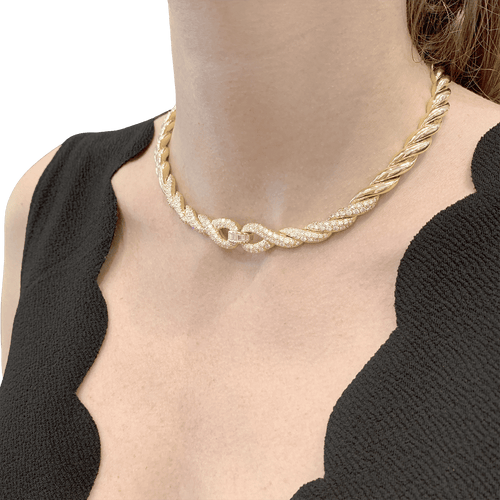 Collier Collier vintage Fred, or jaune et diamants. 58 Facettes 34720