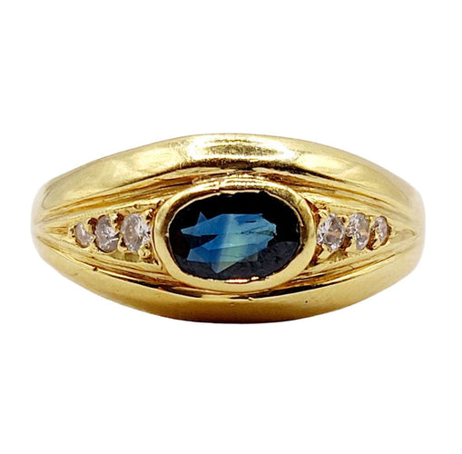 Bague 53 Bague jonc vintage or jaune, saphir et diamants 58 Facettes A06062
