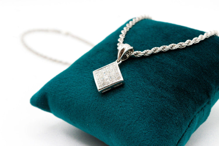 Pendentif Pendentif losange or blanc et diamants 58 Facettes 250147