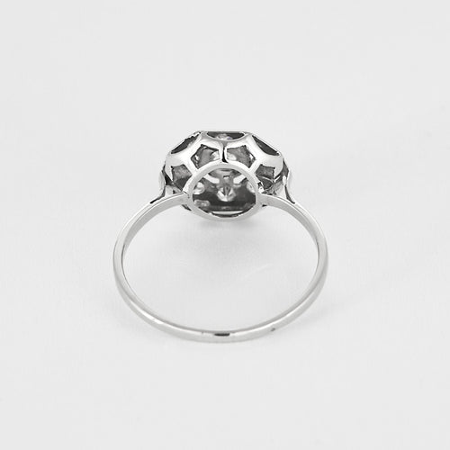 Bague 57 Bague Art Déco octogonale diamants or et platine 58 Facettes LMB-300