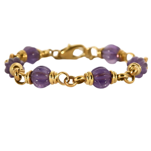 Bracelet Bracelet or jaune et améthystes 58 Facettes ASN03902