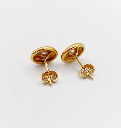 Boucles d'oreilles Puces d'oreilles art deco or jaune 18k diamants tailles anciennes (circa 1950) 58 Facettes A05930