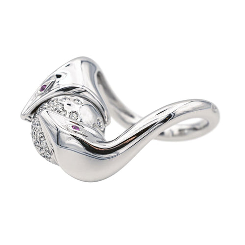 Bague 53 Boucheron Bague Cocktail Trouble Or blanc Diamant, Rubis 58 Facettes 4146849RV