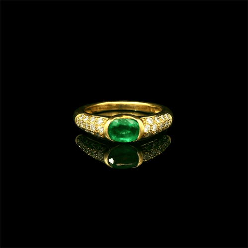 Bague 53 Bague vintage émeraude et diamant 58 Facettes