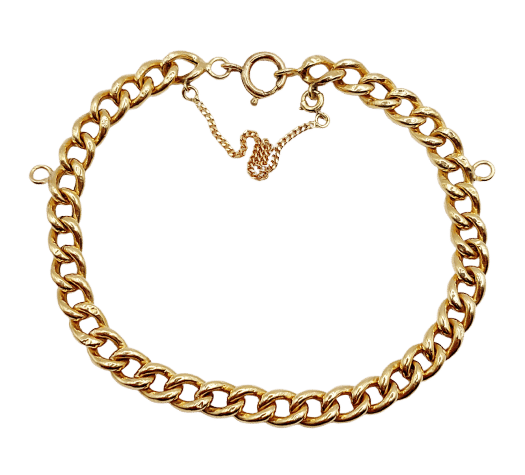 Bracelet Bracelet vintage or jaune maille gourmette et 2 anneaux pour charm 58 Facettes A06355