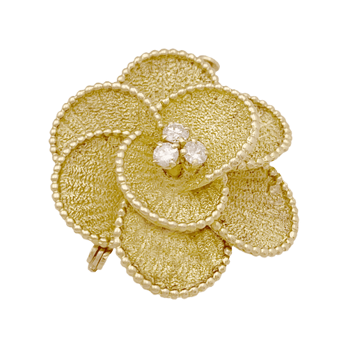 Broche Broche fleur en or jaune et diamants. 34685 58 Facettes 34685