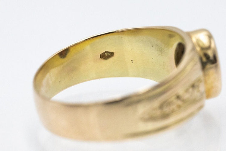 Unique yellow gold ring with a garnet, turn of the 19th/20th century 58 Facettes 11244