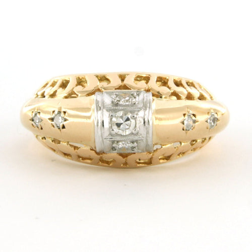 Bague 55 Bague rétro en or et platine avec diamant taille simple jusqu'à 0,35 ct 58 Facettes