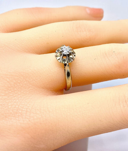 Bague 54 Bague solitaire or blanc et platine, diamant 0,10 carat 58 Facettes AB622