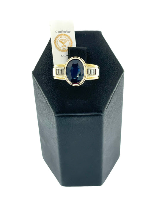 2 gold sapphire and diamond ring