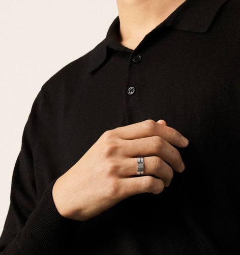 Bague 61 Alliance Dinh Van Seventies en or gris 18 carats 58 Facettes