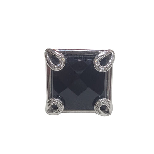 Bague 55 Bague en or blanc, onyx et diamant 58 Facettes S207