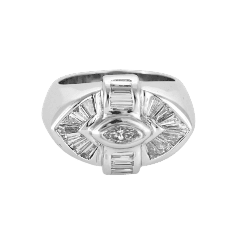 Bague 53 Bague or blanc et diamants 58 Facettes N0610