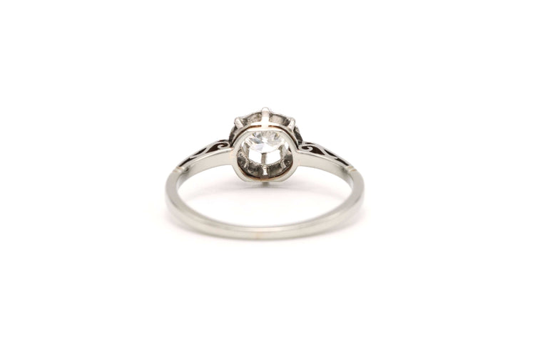 Bague 51 Bague Art Déco en or blanc sertie d'un diamant 58 Facettes 22377