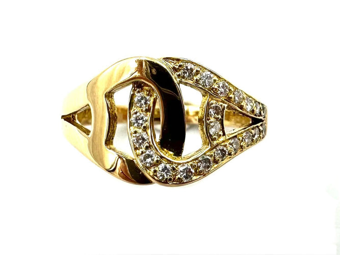 Bague 52 CARTIER. Bague vintage or jaune et diamants 58 Facettes