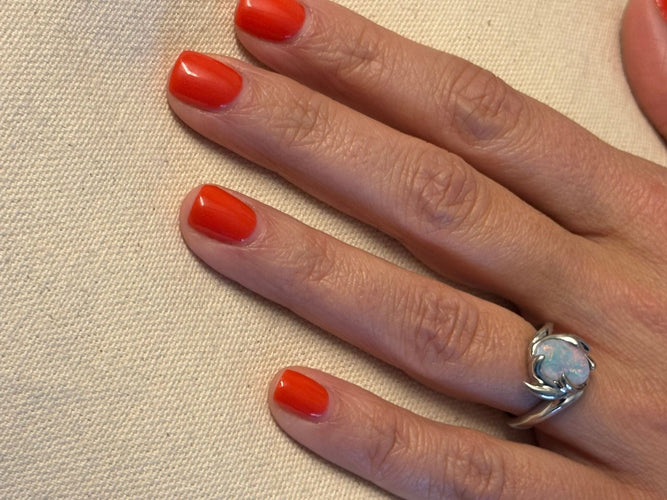 Bague 53 Bague or blanc et opale 58 Facettes