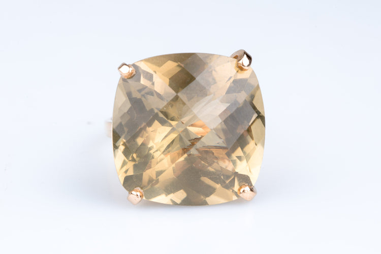 Bague 56 Bague cocktail en or jaune – grande citrine taille coussin 58 Facettes 400002-107