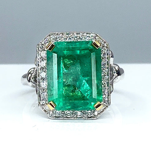 Bague 51 Bague émeraude 5,32 carats et diamants 58 Facettes AB303