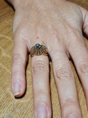 Bague 51 Bague Art Nouveau Or jaune et Diamant 58 Facettes