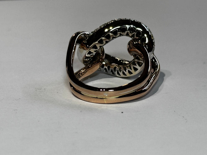 Bague 55 Bague maillon libre or rose, or blanc, pavée diamants 58 Facettes