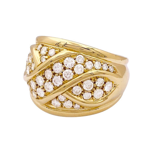 Bague 54 Bague pavage or jaune, diamants. 58 Facettes 33884