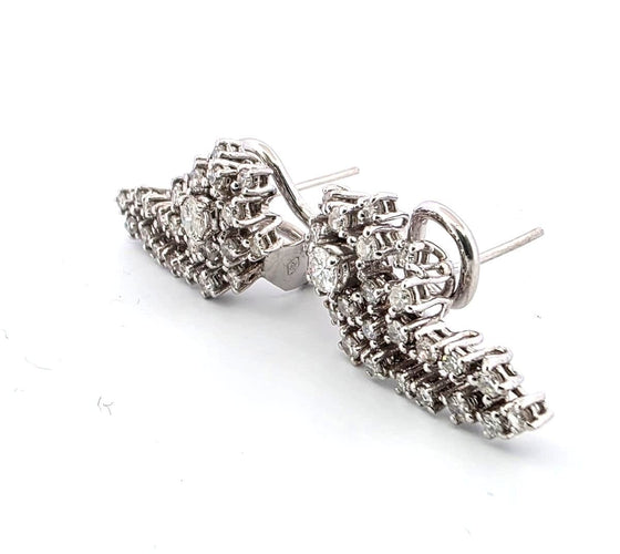 Boucles d'oreilles Boucles d'oreilles en or blanc massif 18 carats avec diamants 58 Facettes