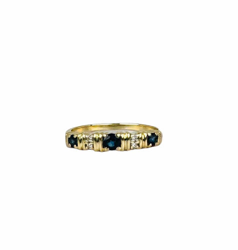 Vintage Ring mit blauen Saphiren & Diamanten