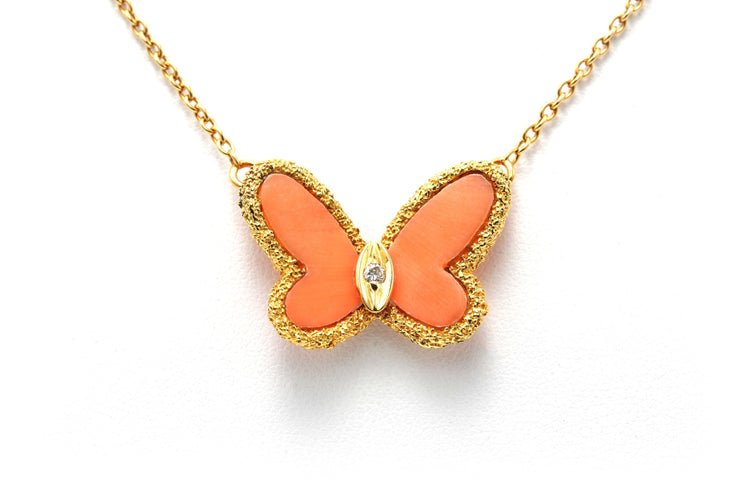 Collier Collier "Van Cleef & Arpels" contemporain en or jaune 18 carats, corail et diamant 58 Facettes 22764