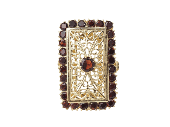 Bague 56 Bague vintage en or jaune et grenats 58 Facettes 33467