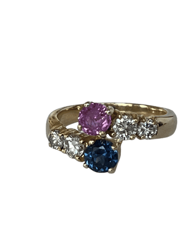 Bague 58.5 Bague Toi & Moi Or Jaune Saphir Rubis Diamants 58 Facettes LOT 6292