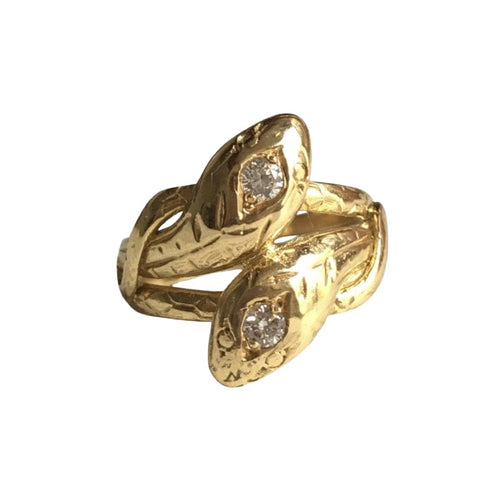 Bague 51 Bague ancienne en or jaune 18K représentant deux serpents 58 Facettes