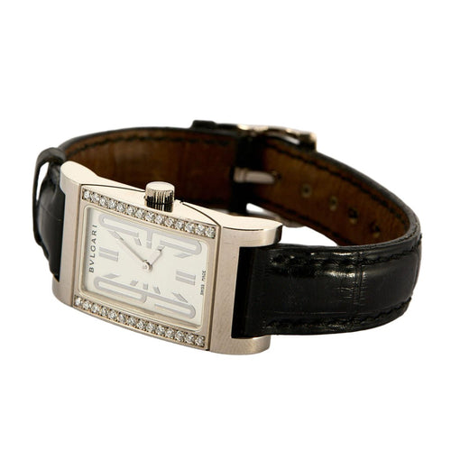 Montre BULGARI Rettangolo - or blanc - Diamants 58 Facettes