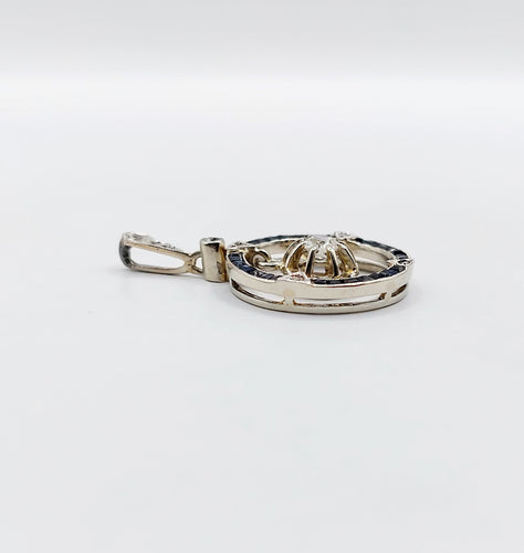 Pendentif Pendentif cible Art Déco or blanc, diamants, saphirs calibrés (circa 1920) 58 Facettes A05269
