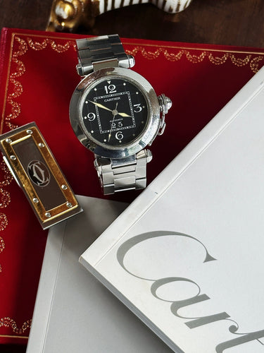 Montre CARTIER - Montre Pasha cadran noir, mouvement automatique 58 Facettes