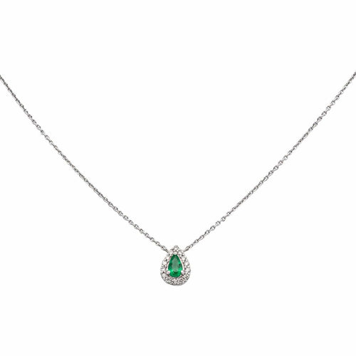 Collier Collier Or blanc Emeraude, Diamant 58 Facettes 4765736RV