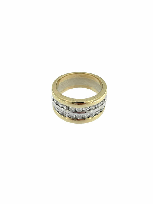 Bague 55.5 Bague en or jaune et blanc diamants certifiée HRD 58 Facettes