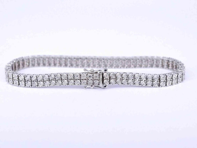 Bracelet Bracelet tennis en or blanc avec 2 rangées de diamants 58 Facettes 2020