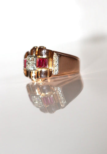 Bague 57 Bague Rétro Rubis Diamants 58 Facettes 543
