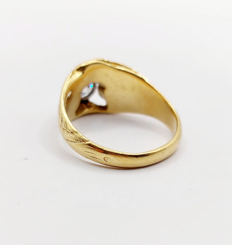 Bague 62.5 Bague chevalière chimère en or 18k et platine avec diamant taille ancienne 58 Facettes A06450