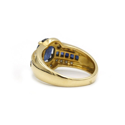 Bague 52 Bague - Or jaune saphirs et diamants 58 Facettes 1029