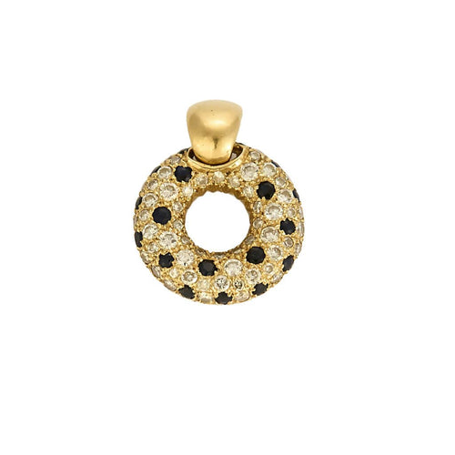 Pendentif Pendentif rond en or jaune, diamants et saphirs 58 Facettes CRE0100X12