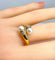 Bague 59 Bague en or jaune, 2 perles et 6 diamants 58 Facettes AB382