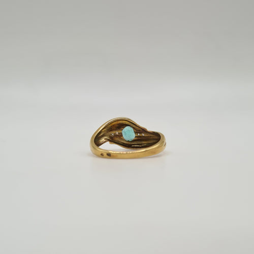 Bague 54.5 Bague or jaune sertie d'une émeraude et diamants 58 Facettes