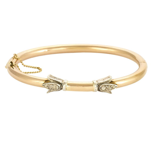 Bracelet Bracelet jonc en or rose, or blanc et roses diamantés 58 Facettes BIA1039