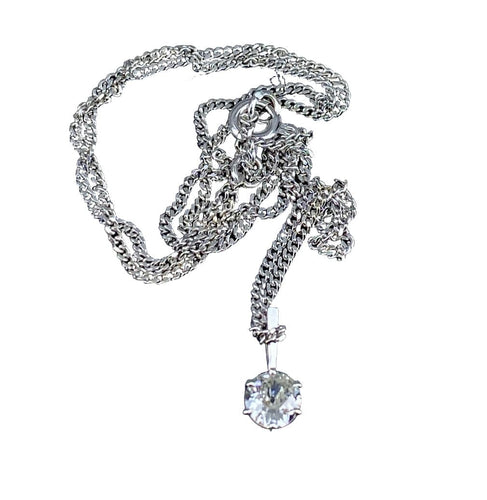 Collier Chaîne et pendentif en or blanc, diamant 0,40 carat 58 Facettes AB633
