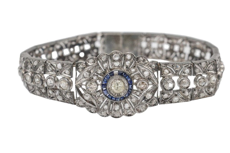 Bracelet Bracelet ancien d'époque Art Déco, richement serti de pierres précieuses 58 Facettes 10685